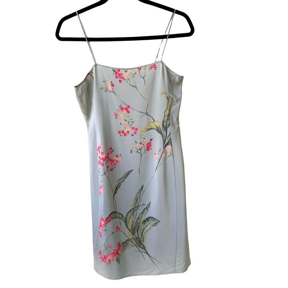 BCBG Vintage Y2K Silk Fairycore Romantic Floral Spaghetti Strap Mini Slip Dress